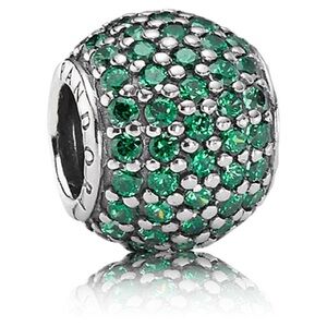 Pavé lights, green crystal pandora charm